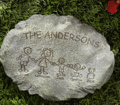 Stepping Stone with family cartoon character