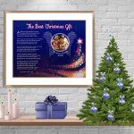 Royal Blue Angel Wings with Tree Christmas Art Poem in Frame with Mat
