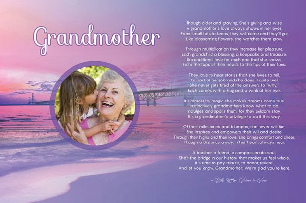 Poster 36 x 24 Grandmother Beach Art Poem Personalized