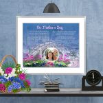 Mother's Day Bridge with Wildflowers in Frame with Mat on Wall