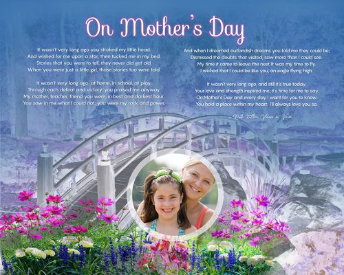 Mother's Day Bridge with Wildflowers Art Poem to Personalize