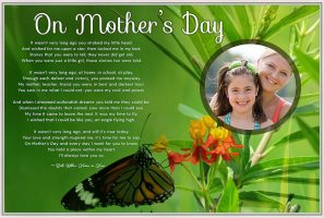 36 x 24 Butterfly with Green Foliage Personalized Mother's Day Art Poem Canvas Print in White Canvas Floater Frame