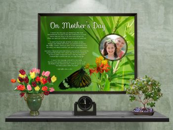 Mother's Day Butterfly with Green Foliage Personalized Framed Art Poem on Wall