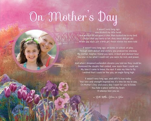 Mother's Day Pink Bridge Floral Art Poem to Personalize