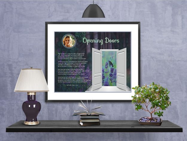 Opening Doors Purple Wildflowers in Frame with Mat on Wall