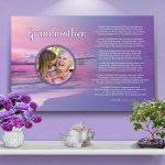 36 x 24 Sunset Beach Personalized Grandmother Art Poem Canvas Print with Canvas Gallery Wrapped Edge