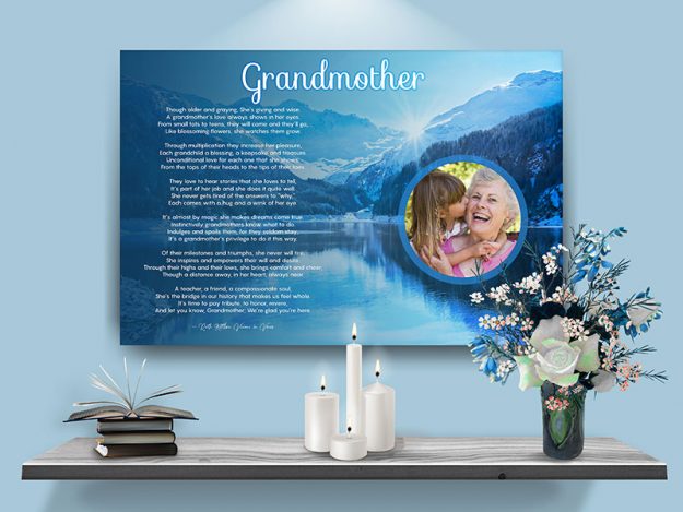 Mountain Scene Personalized Grandmother Art Poem Canvas Print with Canvas Gallery Wrapped Edge
