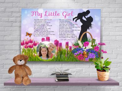 Poster Spring Flower Mother- Daughter Canvas Gallery Wrapped Art Poem