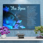 Poster Rose Blue Flower Design Canvas Gallery Wrapped Art Poem