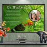 Poster Butterfly on Green Foliage Mother's Day Art Poem Print Framed
