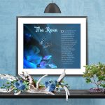 The Rose Blue Design with Butterfly in Frame with Mat
