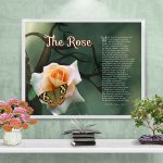 The Rose Green with Branch and Butterfly Framed Art Poem on Wall