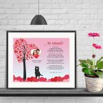 Heart Tree Personalized Valentine Art Poem Print in Frame with Mat
