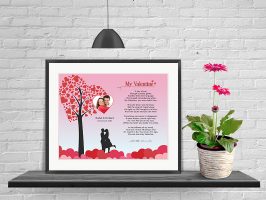 Heart Tree Personalized Valentine Art Poem Print in Frame with Mat