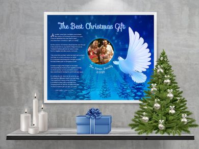 Christmas Dove Personalized Christmas Art Poem Print Framed