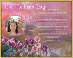 Pink Bridge with Flowers Personalized Mother's Day Art Poem Print in Gold Frame