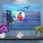 Sunset Beach Valentine Art Poem in Canvas Frame with Wrapped Edge