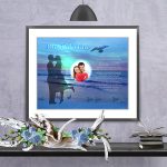 Sunset Beach Valentine Art Poem in Black Matted Frame with 30 x 24 Artwork