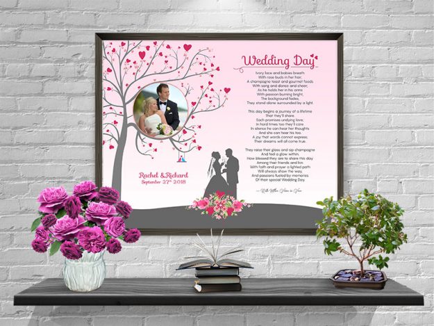 Heart Tree Personalized Wedding Art Poem Print Framed