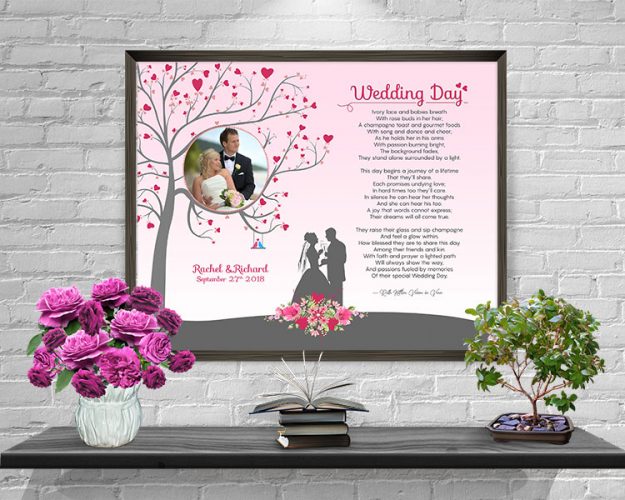 Heart Tree Personalized Wedding Art Poem Print Framed