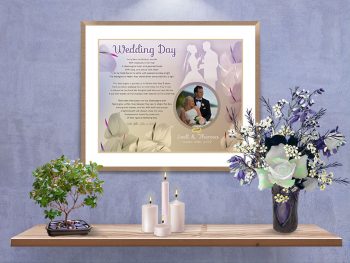 Gold with Lavender Cally Lilly Personalized Wedding Print in Frame with Mat