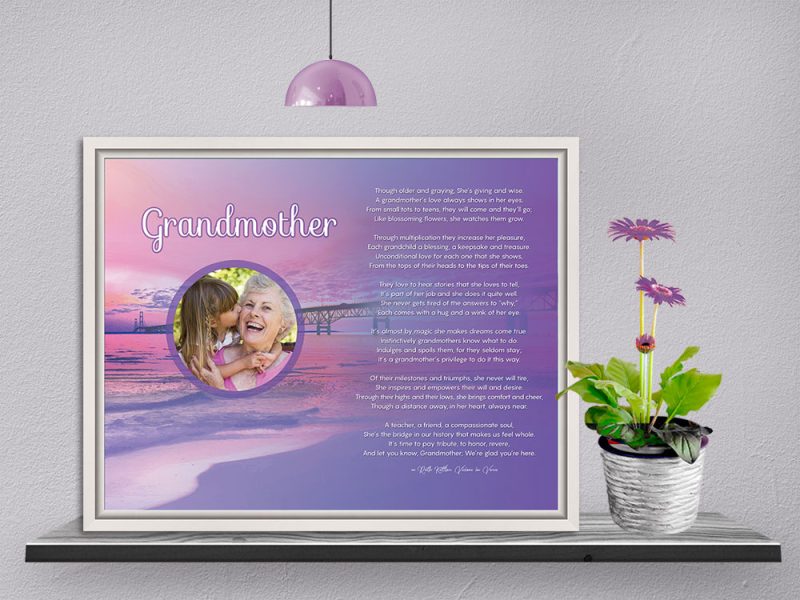 Personalized Grandmother Beach Art Poem in White Canvas Floater Frame Personalized Grandmother Beach Art Poem in White Canvas Floater Frame