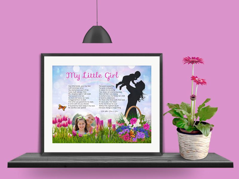Personalized Mother-Daughter Art Poem in Black Frame with Mat