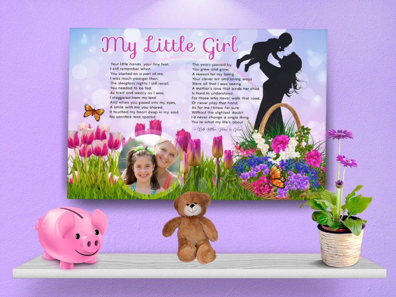 Personalized Mother-Daughter Art Poem with Canvas Wrapped Edge