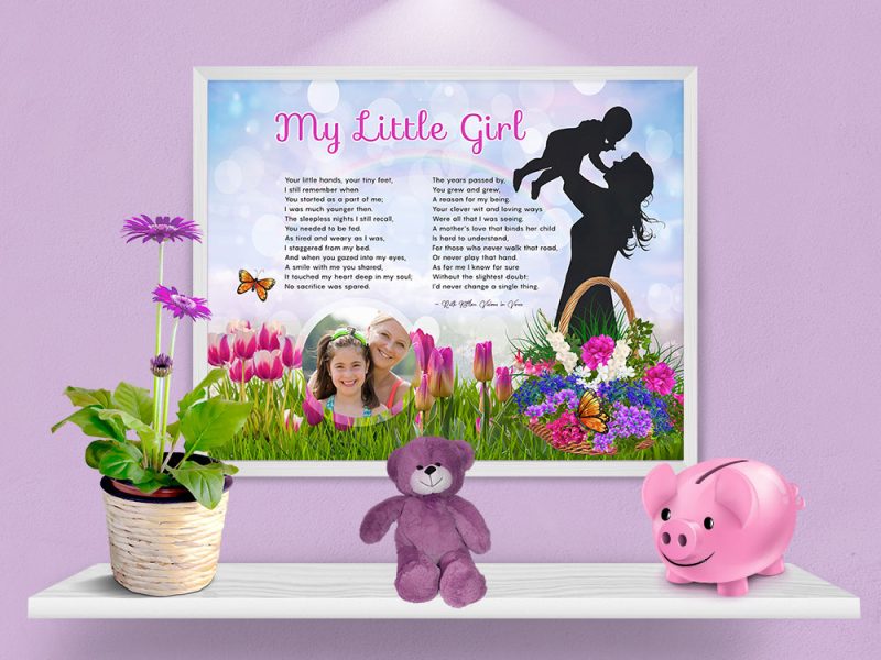Personalized Mother-Daughter Art Poem in White Frame