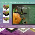 Canvas Black Frame with 14 x 11 Peach Flower Rose Art Poem