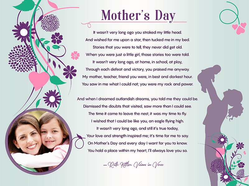 Original Floral Design Art Poem Mother's Day Gift to Personalize