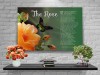 Poster Rose Peach Flower with Green Canvas Gallery Wrapped Art Poem