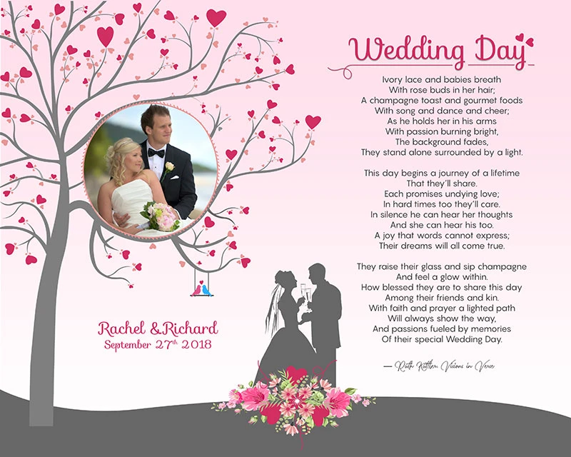 Heart Tree Original Art Poem Personalized Wedding Gift
