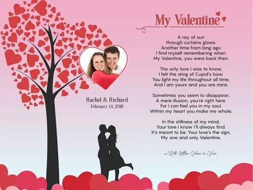 Valentine Heart Tree Art Poem Personalized Gift