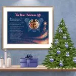 Blue Angel Wings with Tree Christmas Art Poem in Frame with Mat