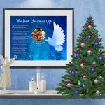 White Dove Christmas Art Poem in Frame with Mat