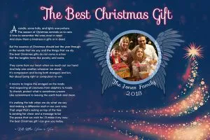 36 x 24 Royal Blue Angel Wings with Tree Personalized Christmas Art Poem