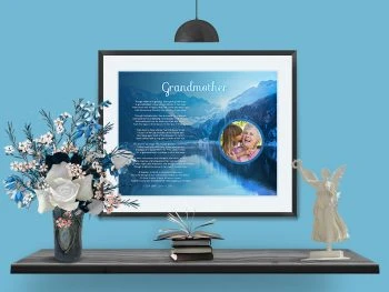 Grandmother Mountain Art Poem in Frame with Mat on Wall