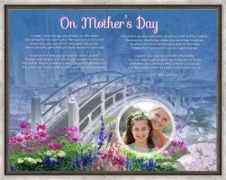 Bridge with Wildflowers Personalized Mother's Day Art Poem Canvas Print in Canvas Floater Frame