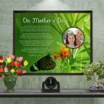 Mother's Day Butterfly with Green Foliage Personalized Framed Art Poem on Wall
