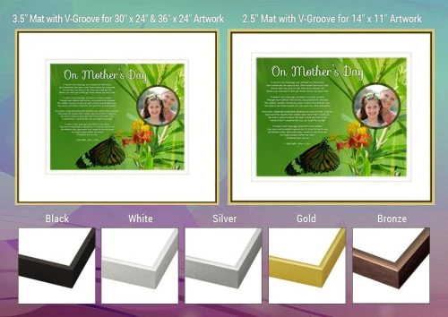 Mother's Day Butterfly and Green Foliage Frame and Mat Choices