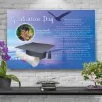 36 x 24 Sunset Bridge Over Water Personalized Graduation Art Poem Canvas Print with Gallery Wrapped Canvas Edge