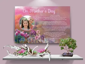 Poster Pink Bridge Floral Mother's Day Canvas Gallery Wrapped Art Poem