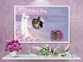 36 x 24 Beach Cally Lilly Personalized Wedding Art Poem Print Framed