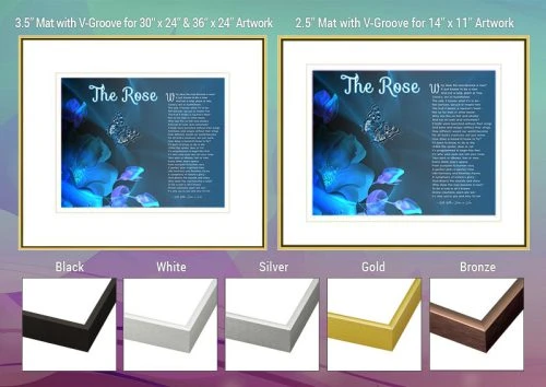 The Rose in Blue Frame and Mat Choices