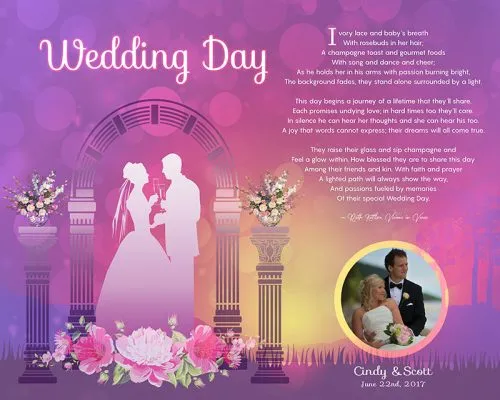 Personalized Wedding Sunset Arch Art Poem