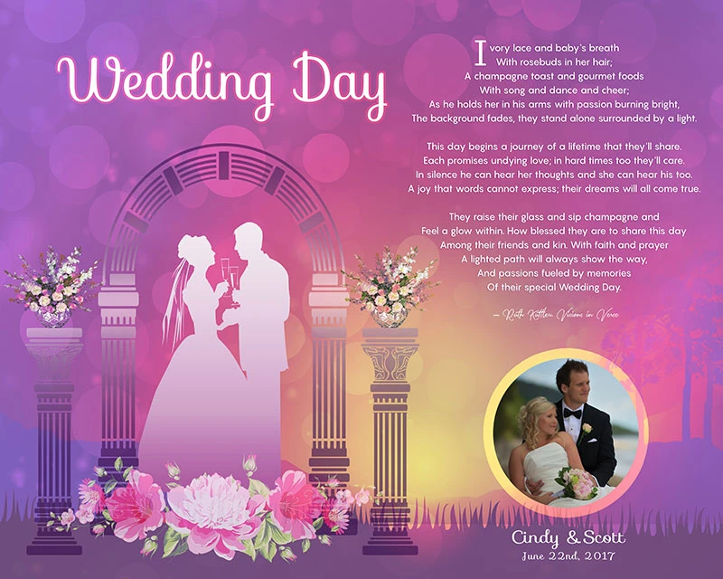 Personalized Wedding Sunset Arch Art Poem