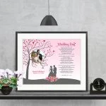 Wedding 14 x 11 Heart Tree in Matted Frame on Shelf