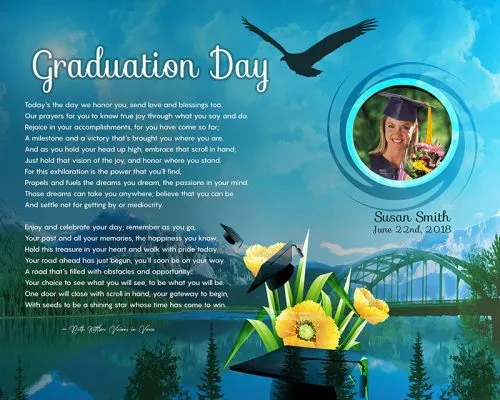 Original Mountain Scene Art Poem Graduation Gift Personalized