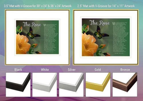 The Rose Peach Flower Spiritual Art Poem Frame and Mat Choices